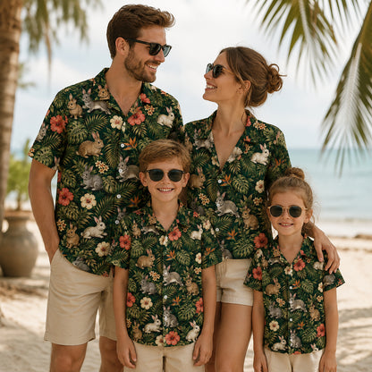 HW-542-Animal Print Hawaiian Shirt, Tropical Button-Up Camp Shirt with Nature Inspired Design