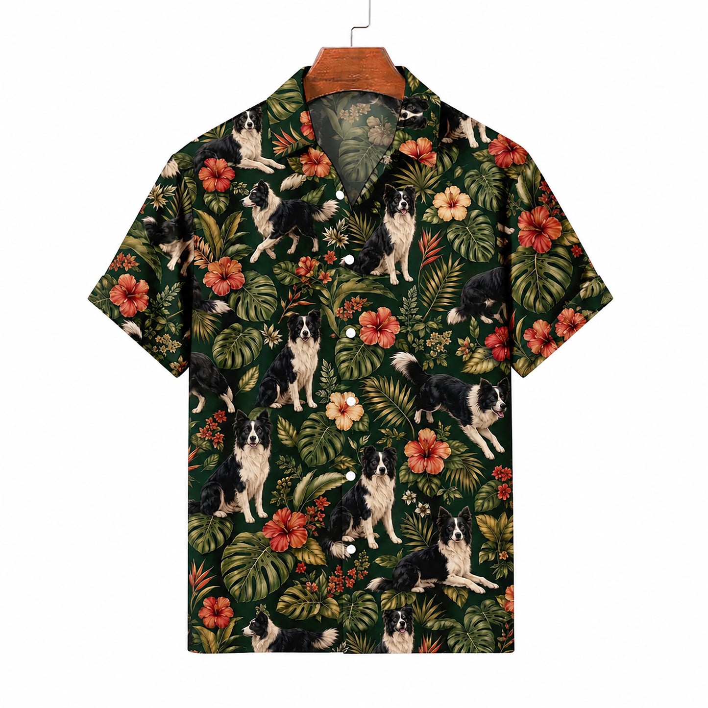 HW-548-Dog Hawaiian Shirt, Tropical Button-Up with Exotic Wildlife Pattern