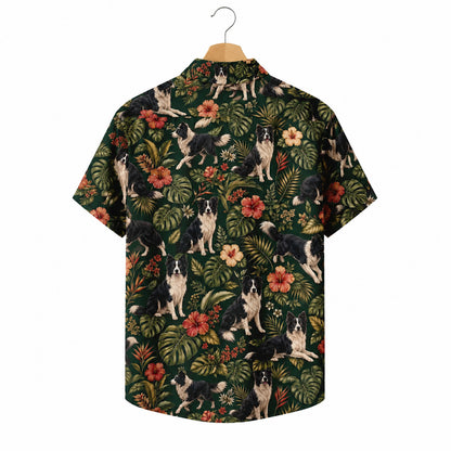 HW-548-Dog Hawaiian Shirt, Tropical Button-Up with Exotic Wildlife Pattern