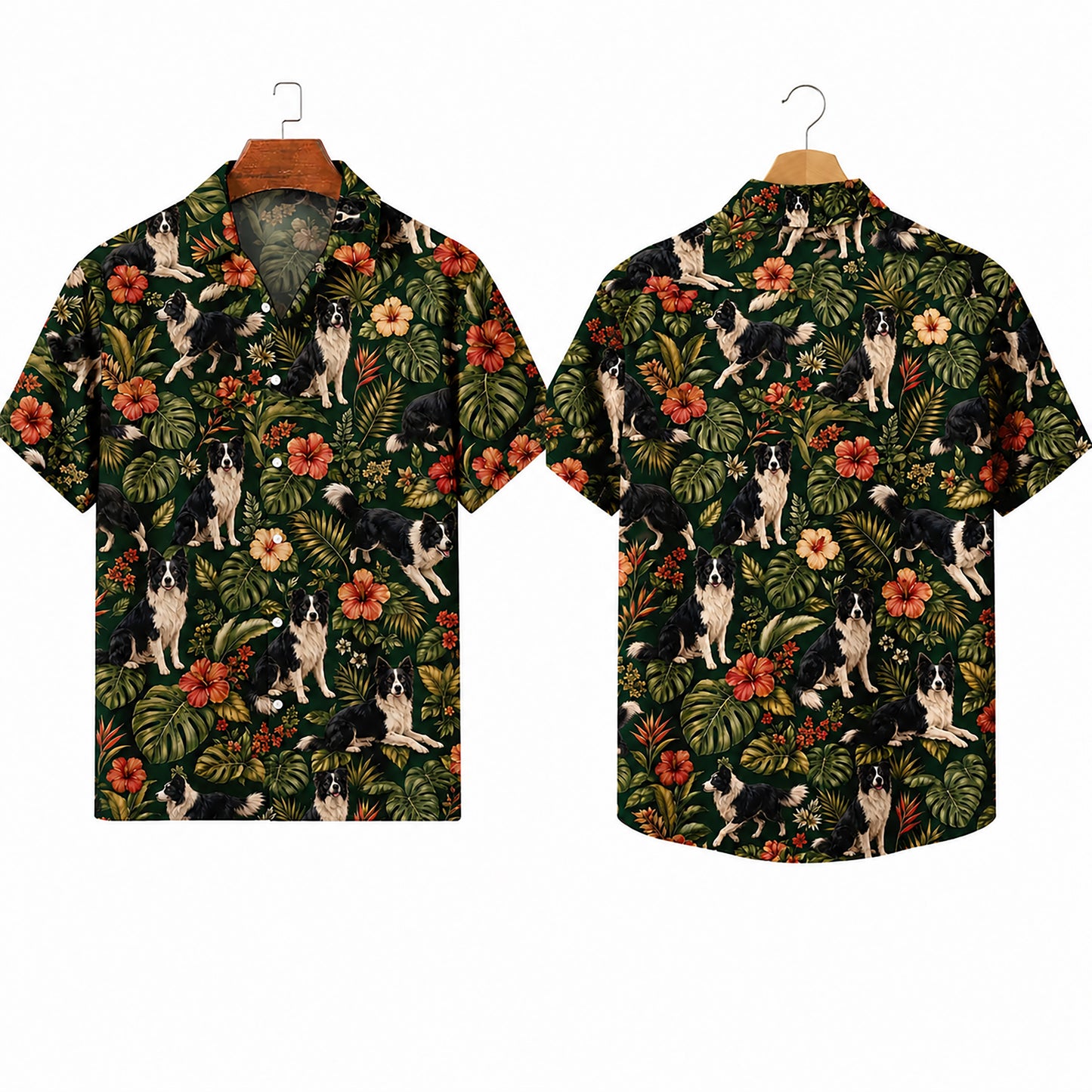 HW-548-Dog Hawaiian Shirt, Tropical Button-Up with Exotic Wildlife Pattern