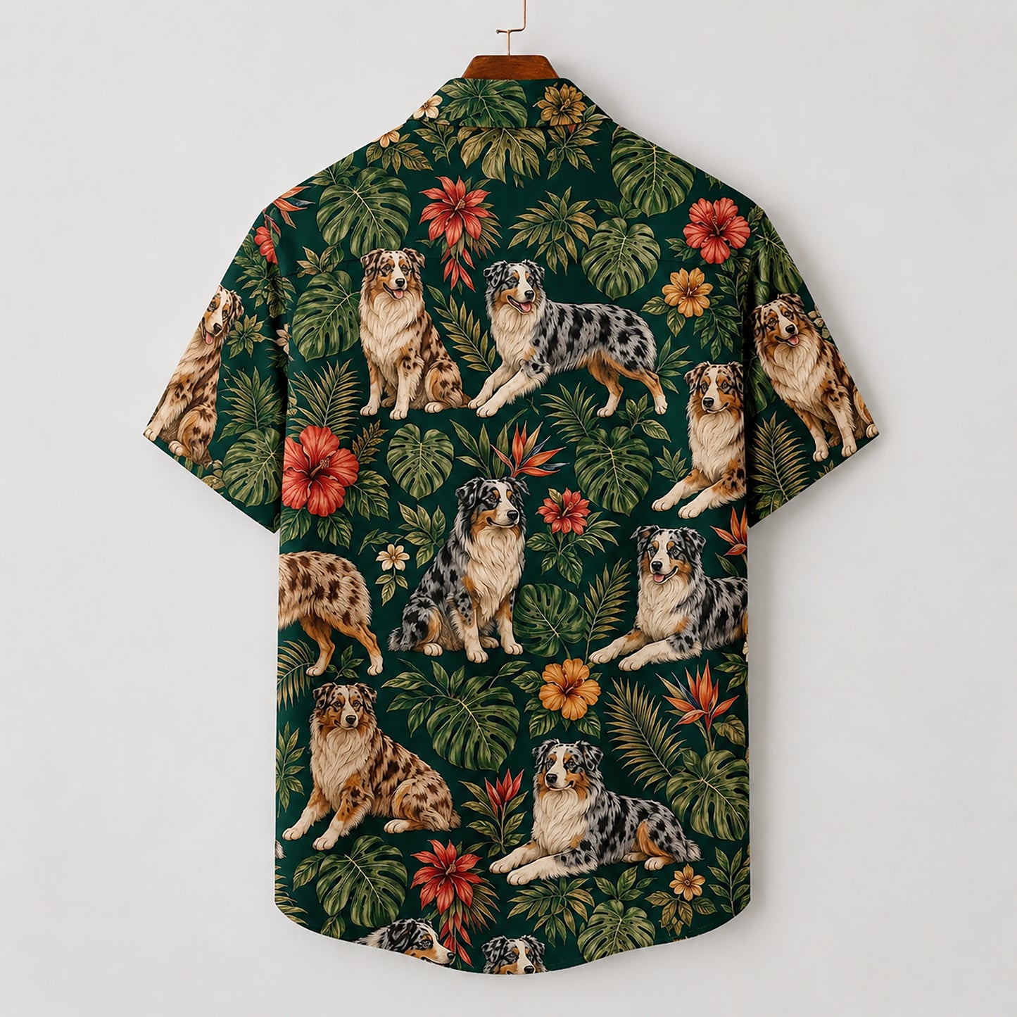 HW-549-Dog Lover Hawaiian Shirt, Tropical Aloha Button-Up with Pet-Inspired Artwork