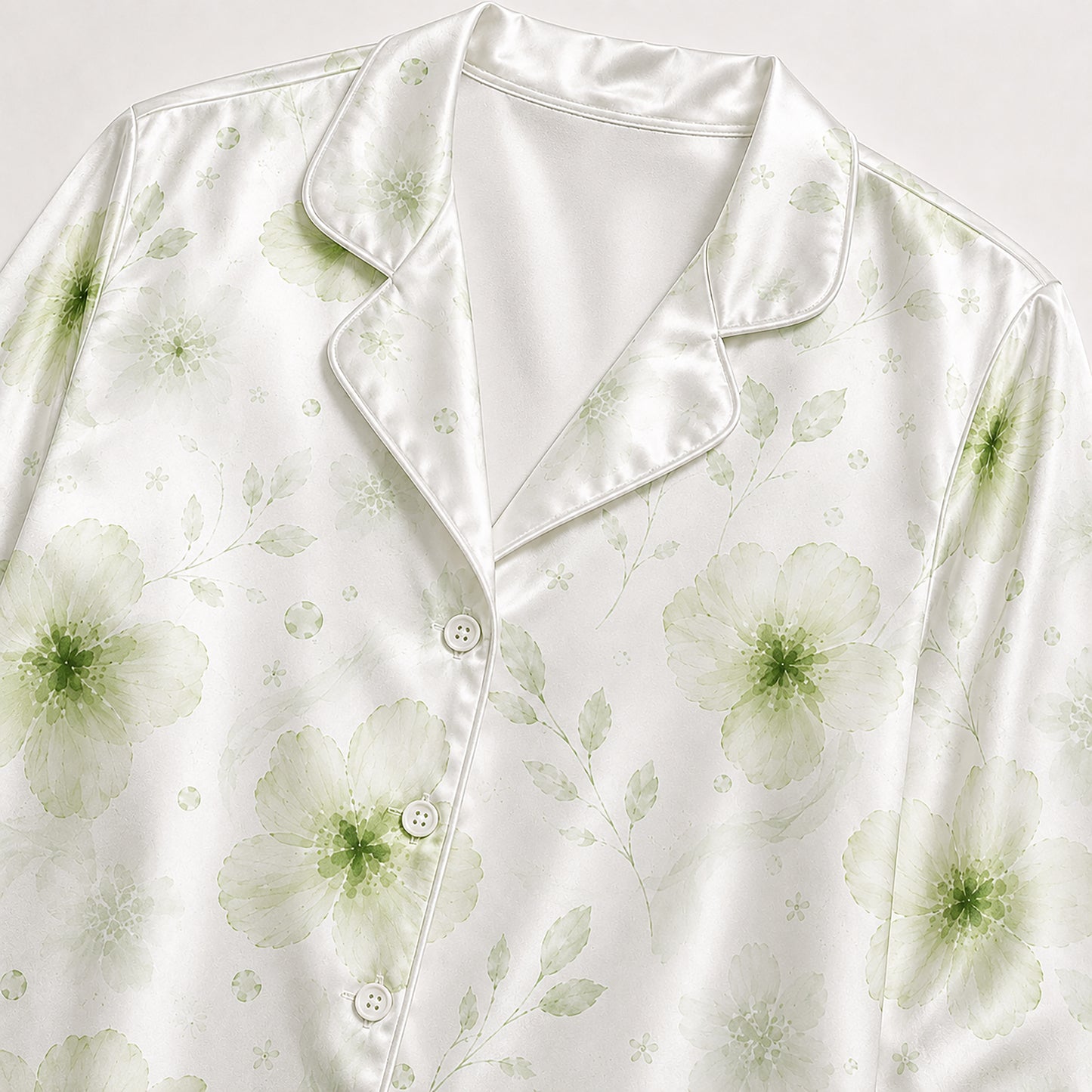 PJ-566-Vintage-Inspired Rose Pattern Pajama Set Crafted From Breathable Premium Silk With A Timeless And Elegant Silhouette