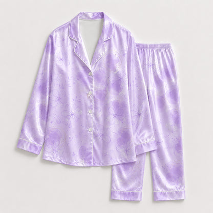 PJ-570-Purple Soft Brushed Flannel Pajama Set Displaying A Beautiful Vintage Wildflower Motif Ideal For Cozy Nights In