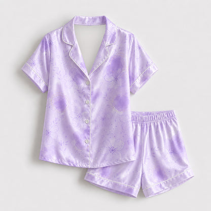 PJ-570-Purple Soft Brushed Flannel Pajama Set Displaying A Beautiful Vintage Wildflower Motif Ideal For Cozy Nights In