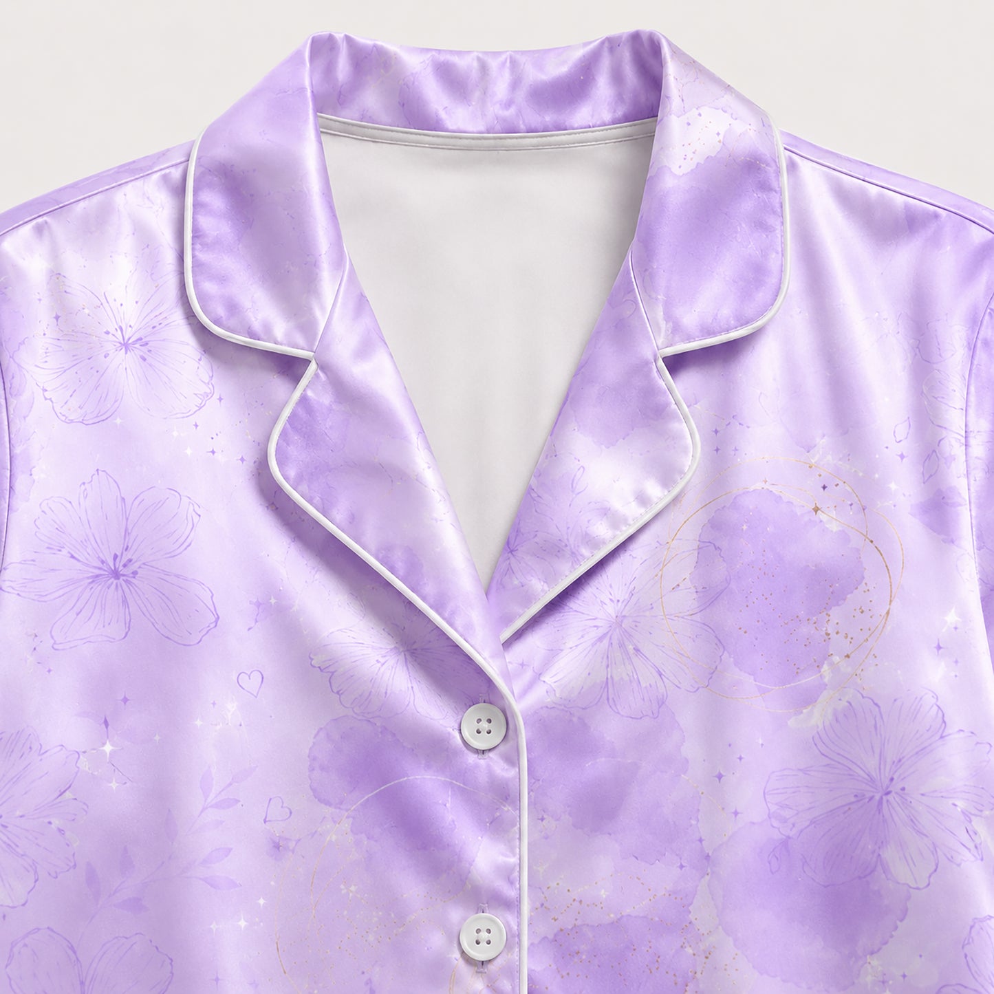 PJ-570-Purple Soft Brushed Flannel Pajama Set Displaying A Beautiful Vintage Wildflower Motif Ideal For Cozy Nights In