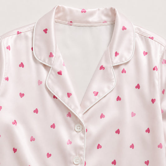 PJ-572-Elegant Flower Pattern Sleepwear Set Designed For Ultimate Comfort With A Relaxed Fit Silhouette Style