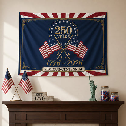 FL-279-250 Years American Semiquincentennial Patriotic Garden House Flag Combo, 1776-2026 United States Celebration Banner FREE SHIPPING