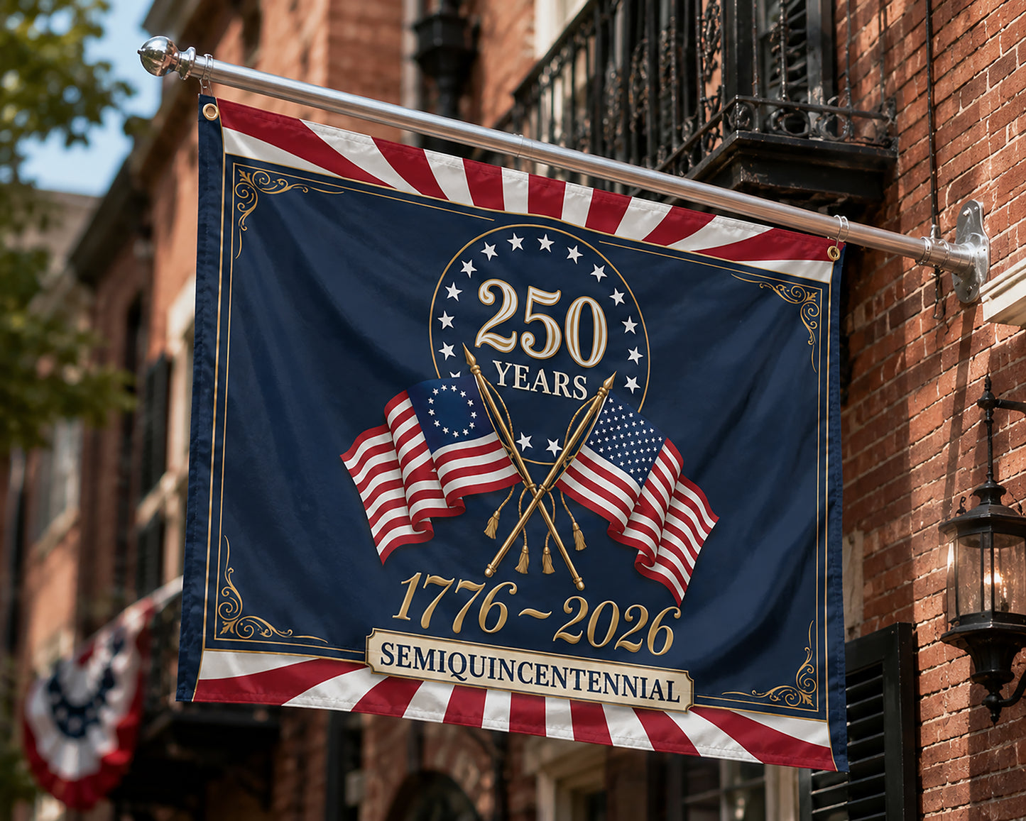 FL-279-250 Years American Semiquincentennial Patriotic Garden House Flag Combo, 1776-2026 United States Celebration Banner FREE SHIPPING