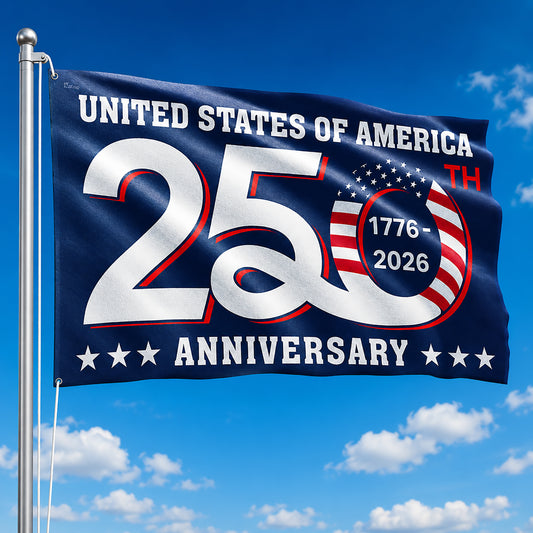 FLG-366-Blue Patriotic USA Flag, United States Semiquincentennial 250th Anniversary Celebration Banner Outdoor Decoration FREE SHIPPING