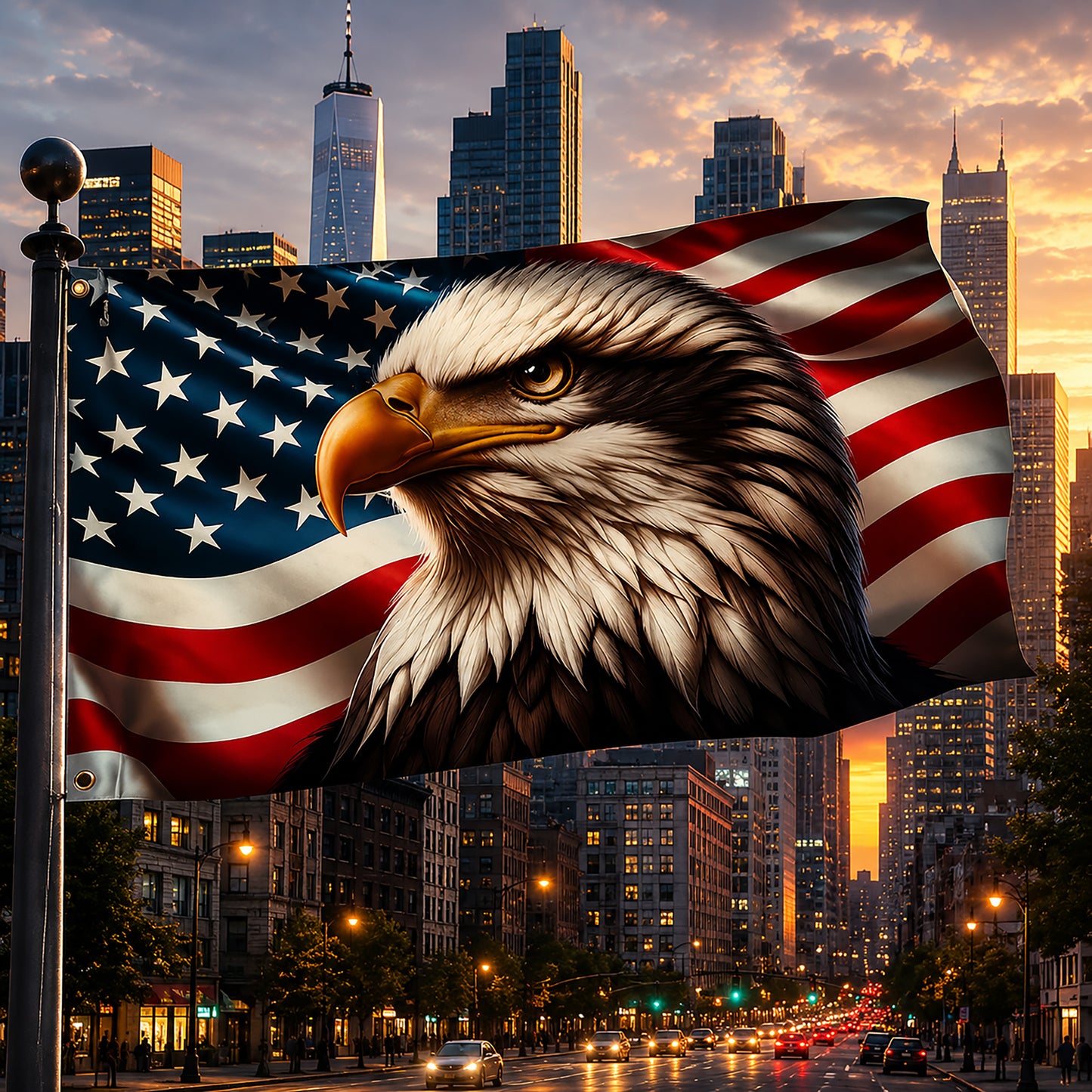 FLG-369-Patriotic American Flag Bald Eagle Banner Outdoor United States Independence Day House Yard Decor FREE SHIPPING