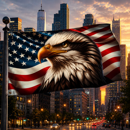 FLG-369-Patriotic American Flag Bald Eagle Banner Outdoor United States Independence Day House Yard Decor FREE SHIPPING