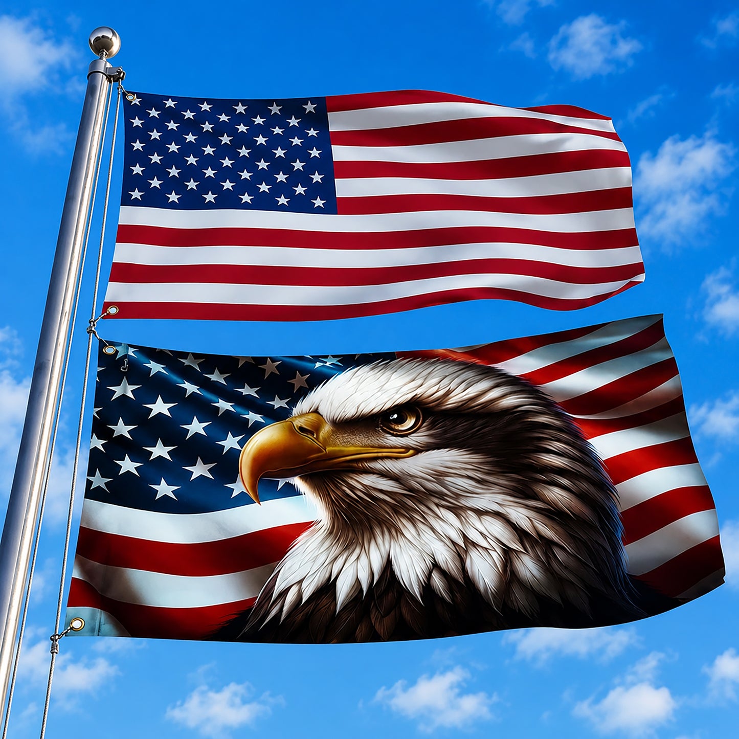 FLG-369-Patriotic American Flag Bald Eagle Banner Outdoor United States Independence Day House Yard Decor FREE SHIPPING