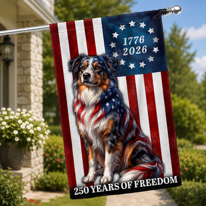FLG-371-American 250 Years Dog Flag, Betsy Ross Style Independence Day Yard Lawn Banner FREE SHIPPING