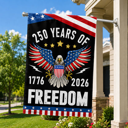 FLG-373-Black Patriotic USA Flag, United States Semiquincentennial 250th Anniversary Eagle Banner Outdoor Decoration FREE SHIPPING