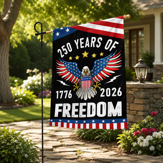 FLG-373-Black Patriotic USA Flag, United States Semiquincentennial 250th Anniversary Eagle Banner Outdoor Decoration