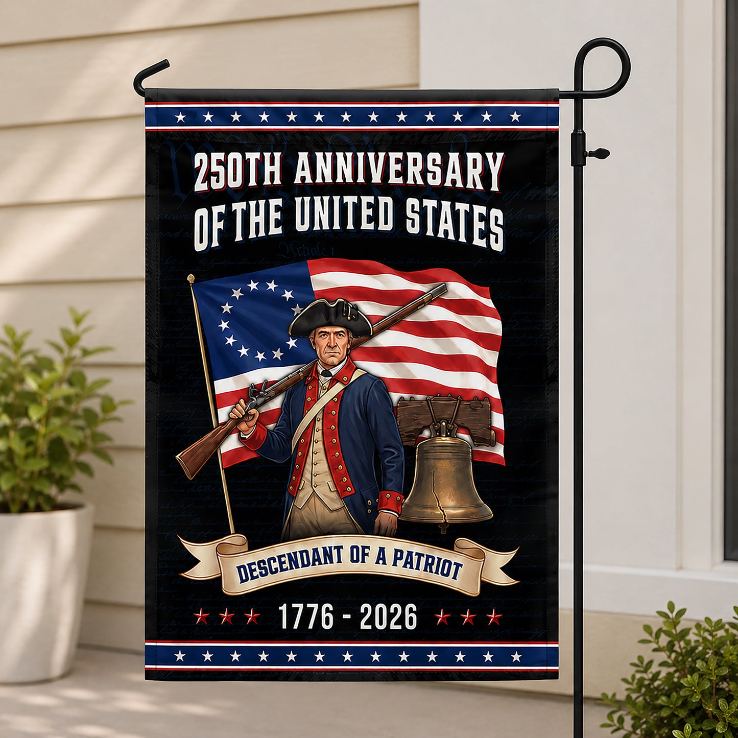 FLG-375-American 250 Years Revolutionary Flag, Betsy Ross Style Liberty Bell Yard Garden Flag FREE SHIPPING