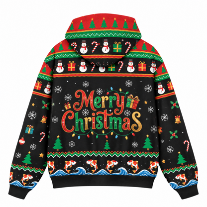 M2085-Christmas Snowman Koi Fish Collection, Funny Fishing Holiday Winter Festive Apparel