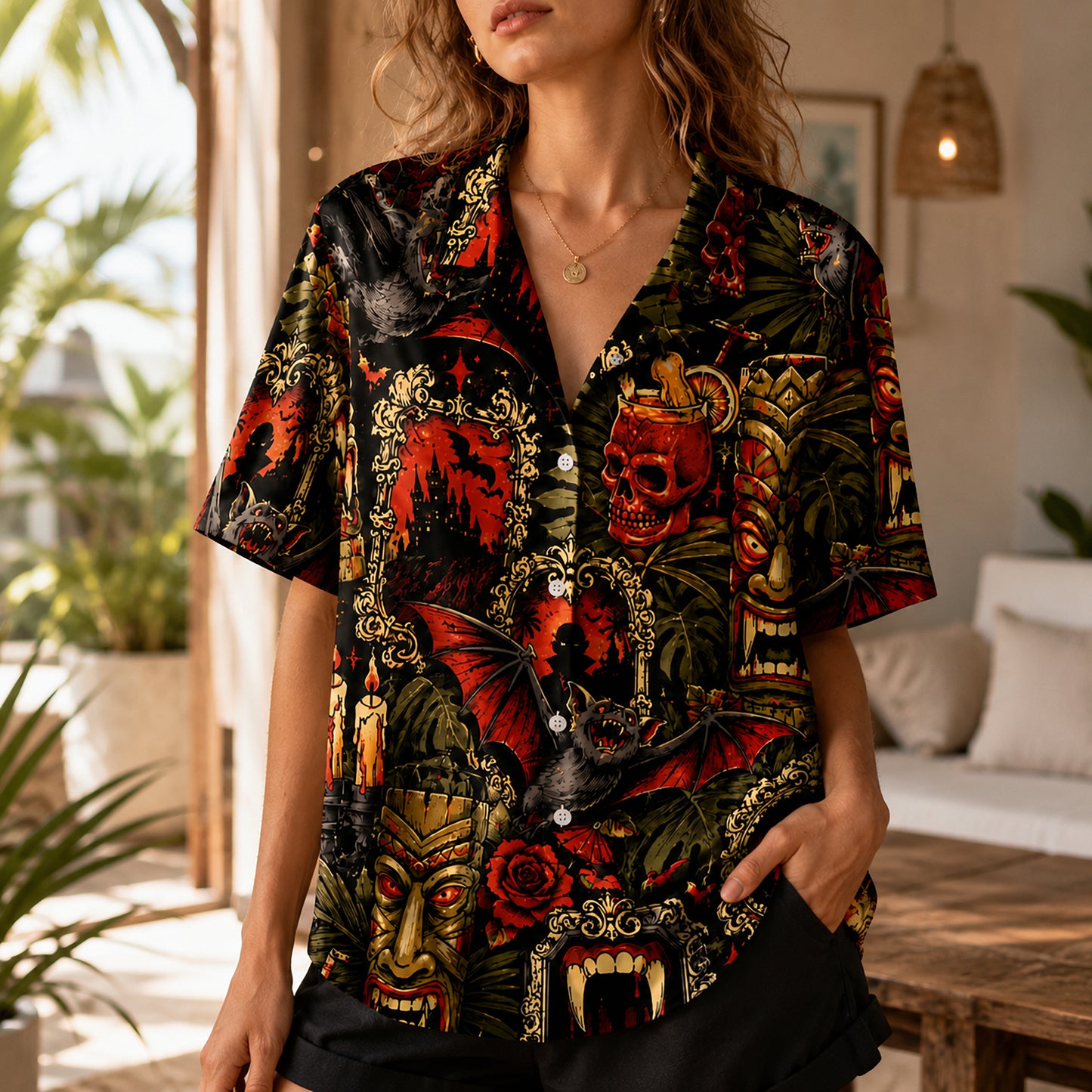 HW-638-Striking Boutique Sleepwear Emphasizing Ethereal Witchcraft Art And Immaculate Minimalist Aesthetics
