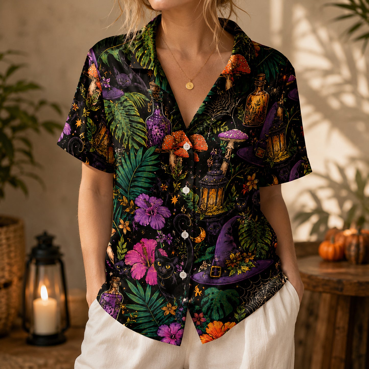 HW-640-Exquisite Minimalist Lounge Pajamas Boasting Hypnotic Haunted Illustrations And Extraordinary Refinement