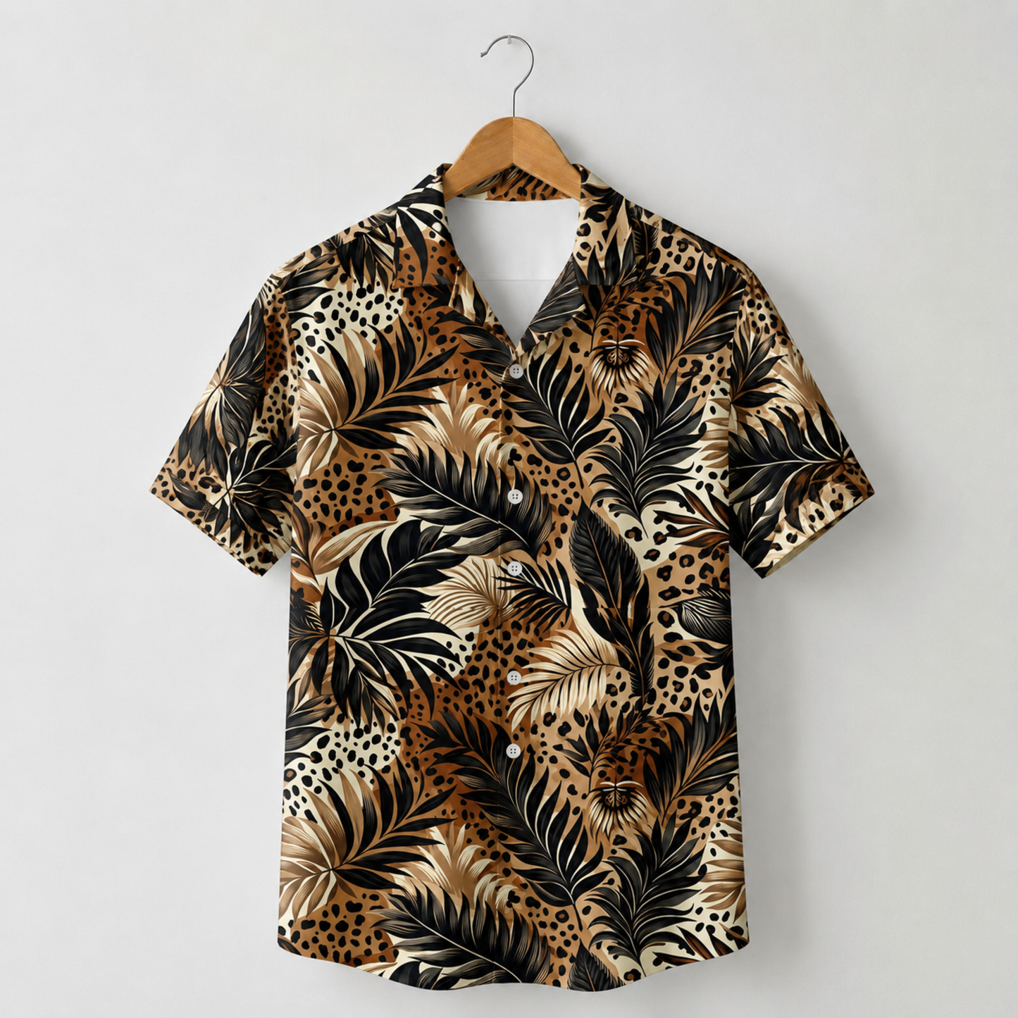 HW-M214-Leopard Fabric Aesthetic Pajama Apparel, Whimsical Tropical Graphic Loungewear Sleepwear Collection Top Bottom Raiment