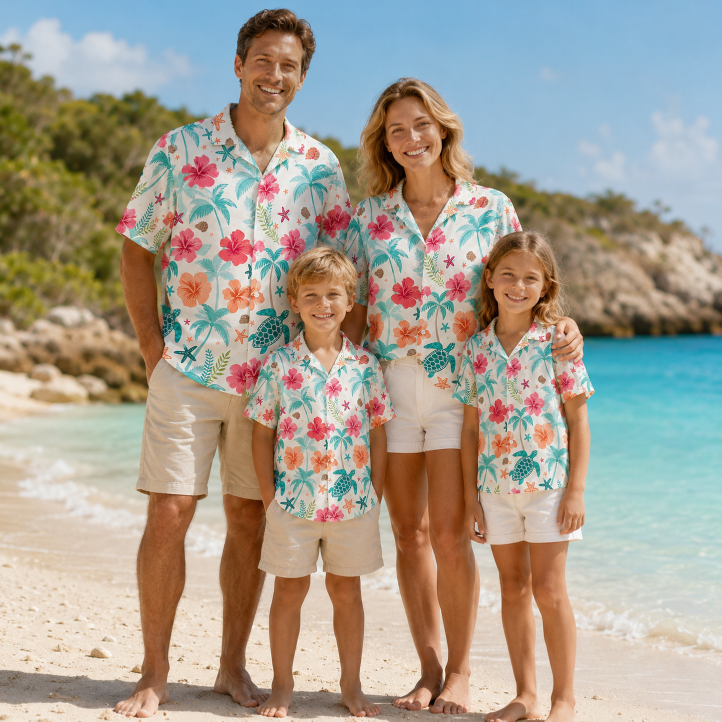HW-M216-Multicolor Floral Hawaiian Shirt with Vibrant Botanical Pattern for Summer Resort Wear