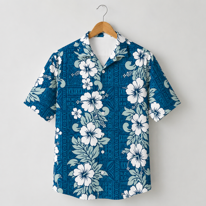 HW-M233-Tropical Floral Shirt Apparel, Leaves Pattern Loungewear Vacation Summer Beach Resort Clothing