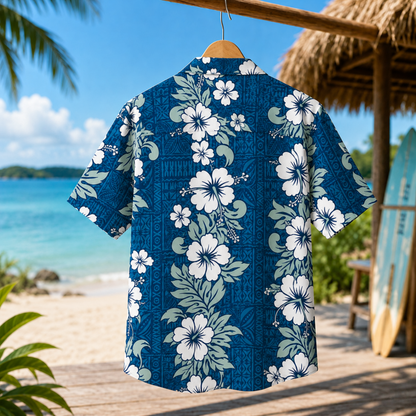HW-M233-Tropical Floral Shirt Apparel, Leaves Pattern Loungewear Vacation Summer Beach Resort Clothing