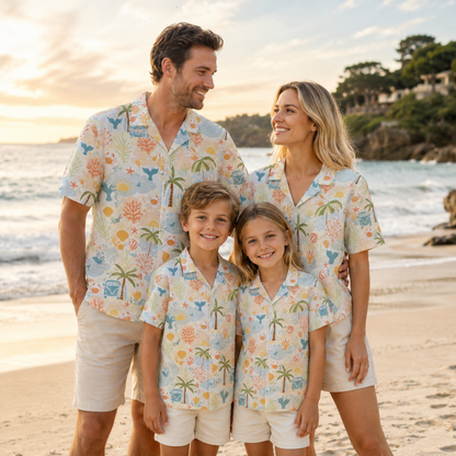 HW-M236-Tropical Hawaiian Shirt Apparel, Whimsical Vacation Graphic Loungewear Vacation Summer Resort Raiment