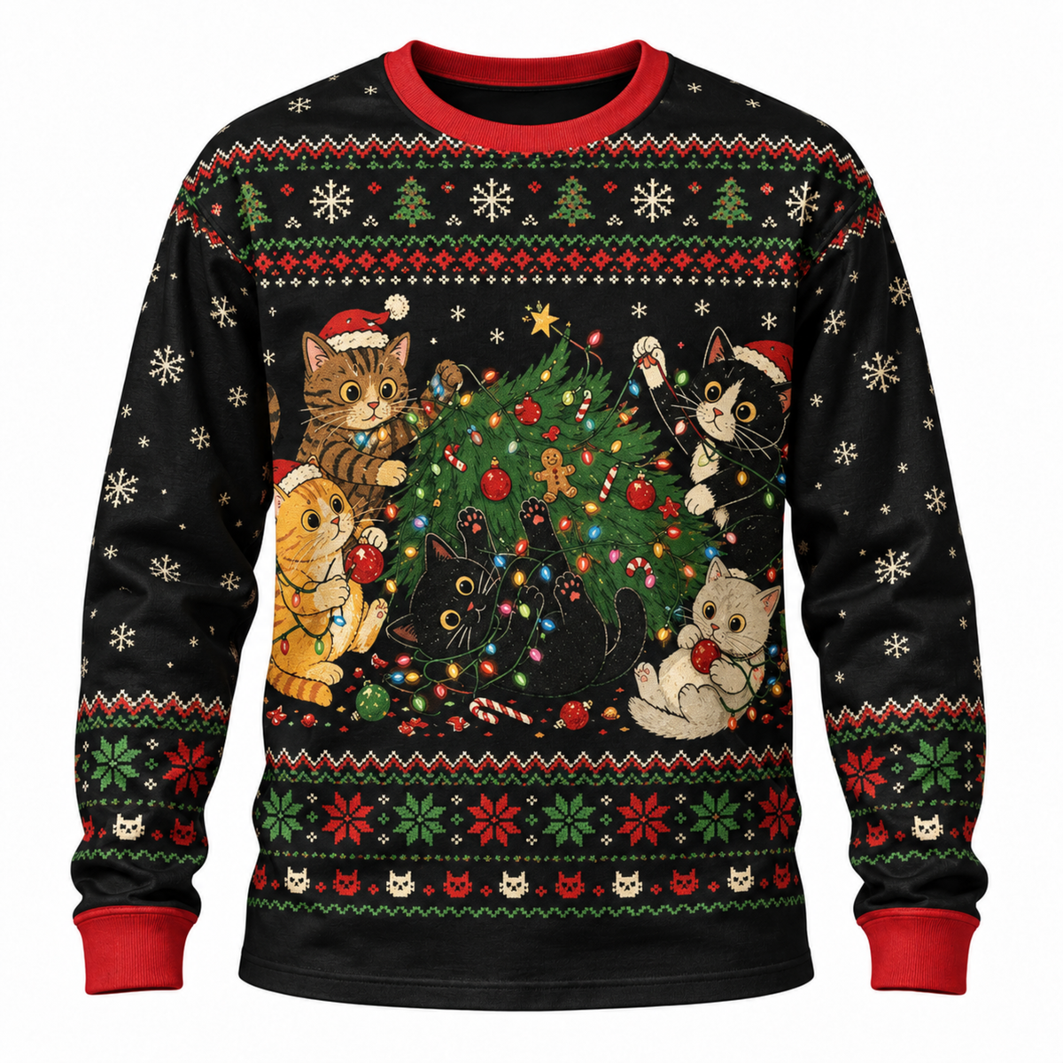 M2084-Christmas Cat Collection, Cozy Holiday Feline Lovers Winter Festive Apparel