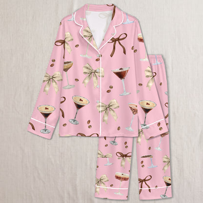 PJ-011-Espresso Martini Coffee Bean Silk Pajama Set FREE SHIPING