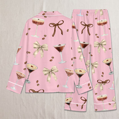 PJ-011-Espresso Martini Coffee Bean Silk Pajama Set FREE SHIPING