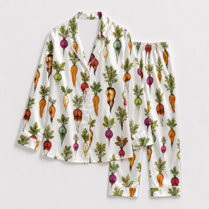 PJ-092-Unisex Funny Butt-Shaped Vegetable Pajama Set with Playful Root Pattern for Couples Sleepwear FREE SHIPING