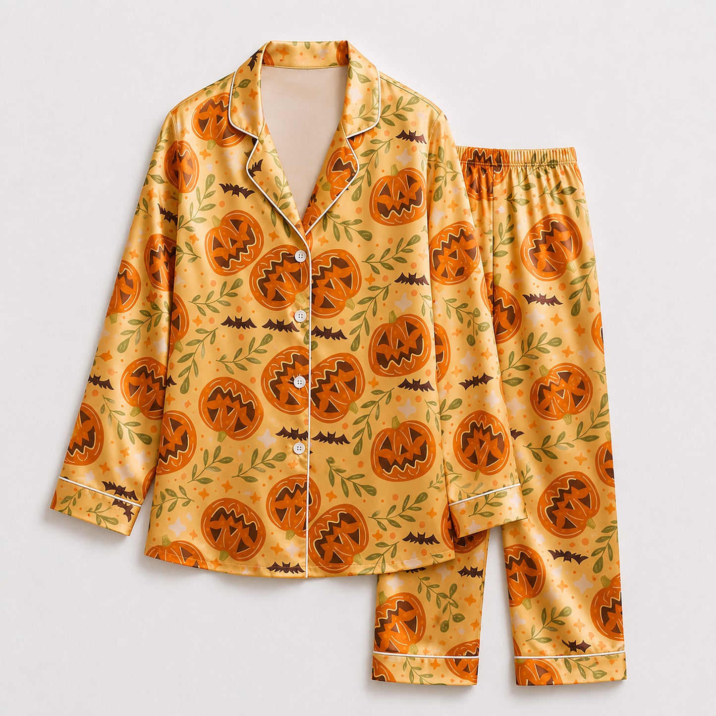PJ-663-Cute Halloween Pajamas, Sketchy Pumpkin Sleepwear, Autumn Lounge Set