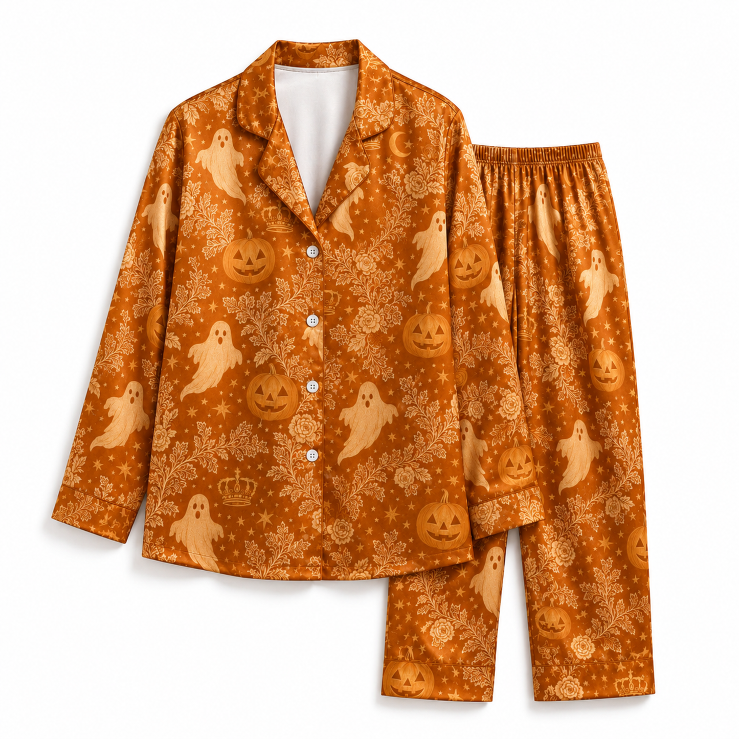 PJ-M237-Ghost Halloween Pajama Apparel, Sketchy Pattern Loungewear Sleepwear Collection Top Bottom Matching Clothing