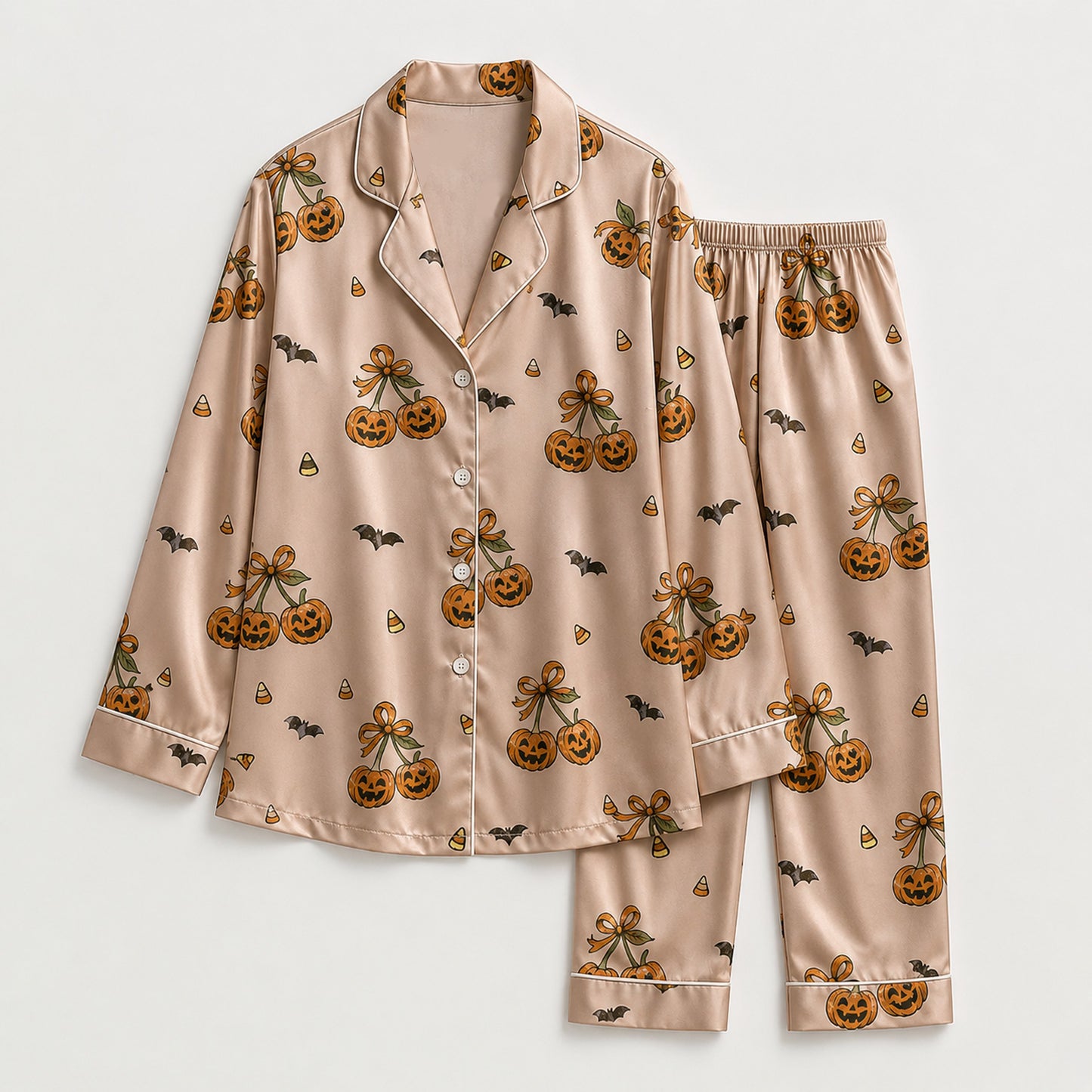 PJ-M261-Halloween Motif Pajama Set Featuring Soft Lightweight Fabric for Relaxing at Home