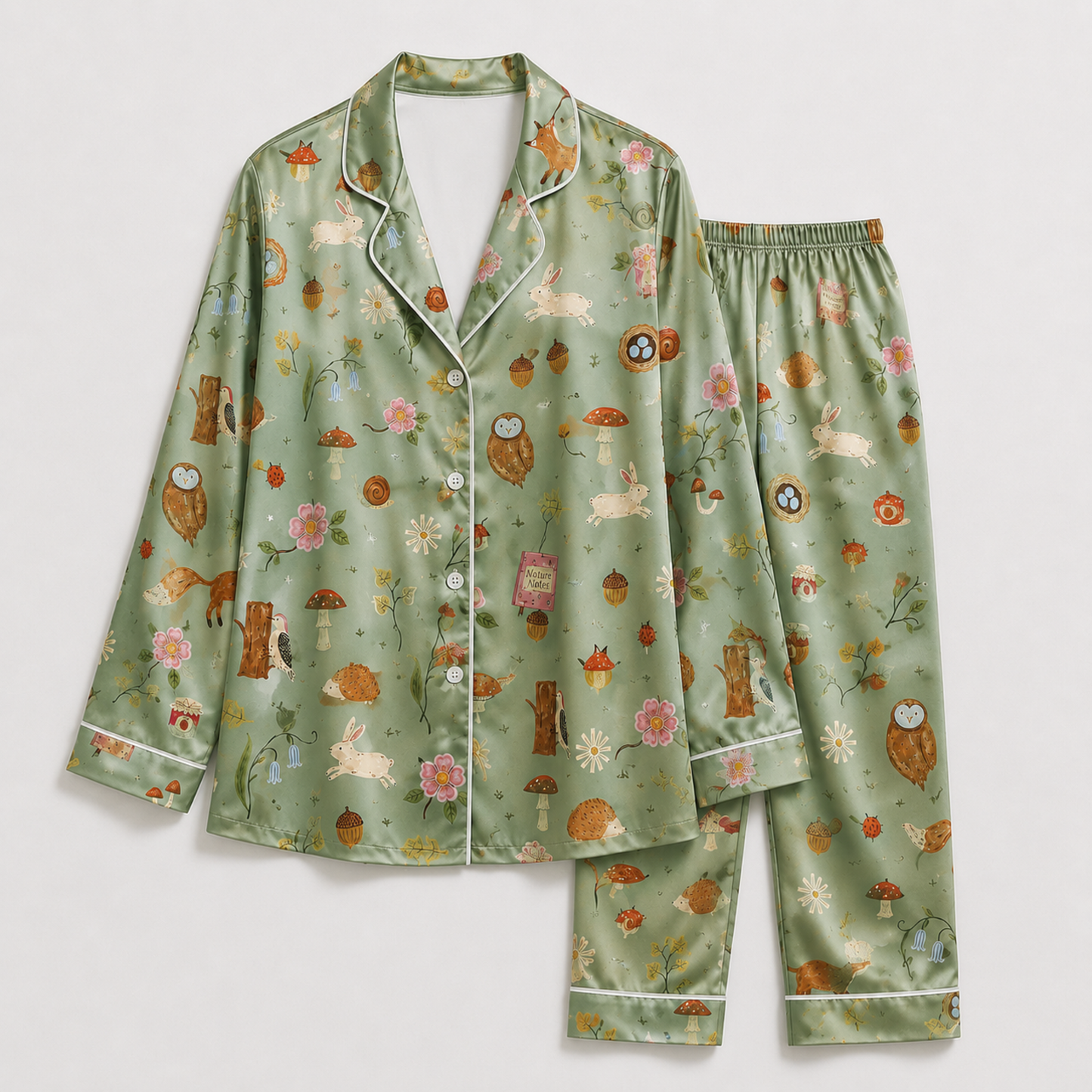 PJ-M263-Woodland Forest Animal Pajama Set Pattern Loungewear Sleepwear Collection Top Bottom Matching Clothing