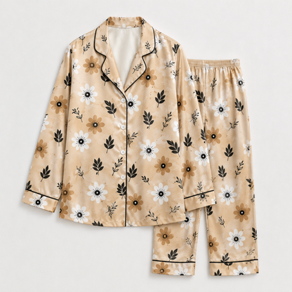 PJ-M271-Flower Floral Daisy Print Pajama Set with Relaxed Fit and Soft Everyday Comfort