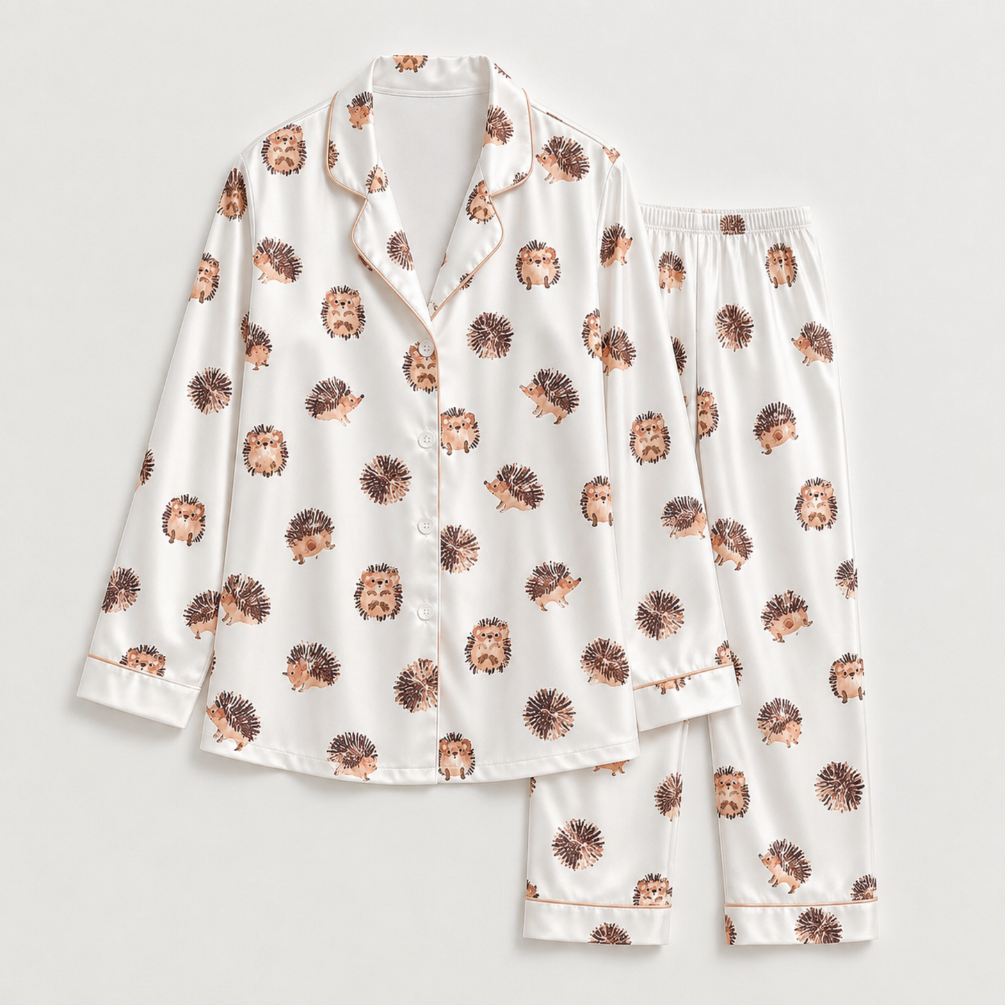 PJ-M272-Hedgehog Print Sleepwear Set with Comfortable Fabric for Cozy Nights and Casual Lounging