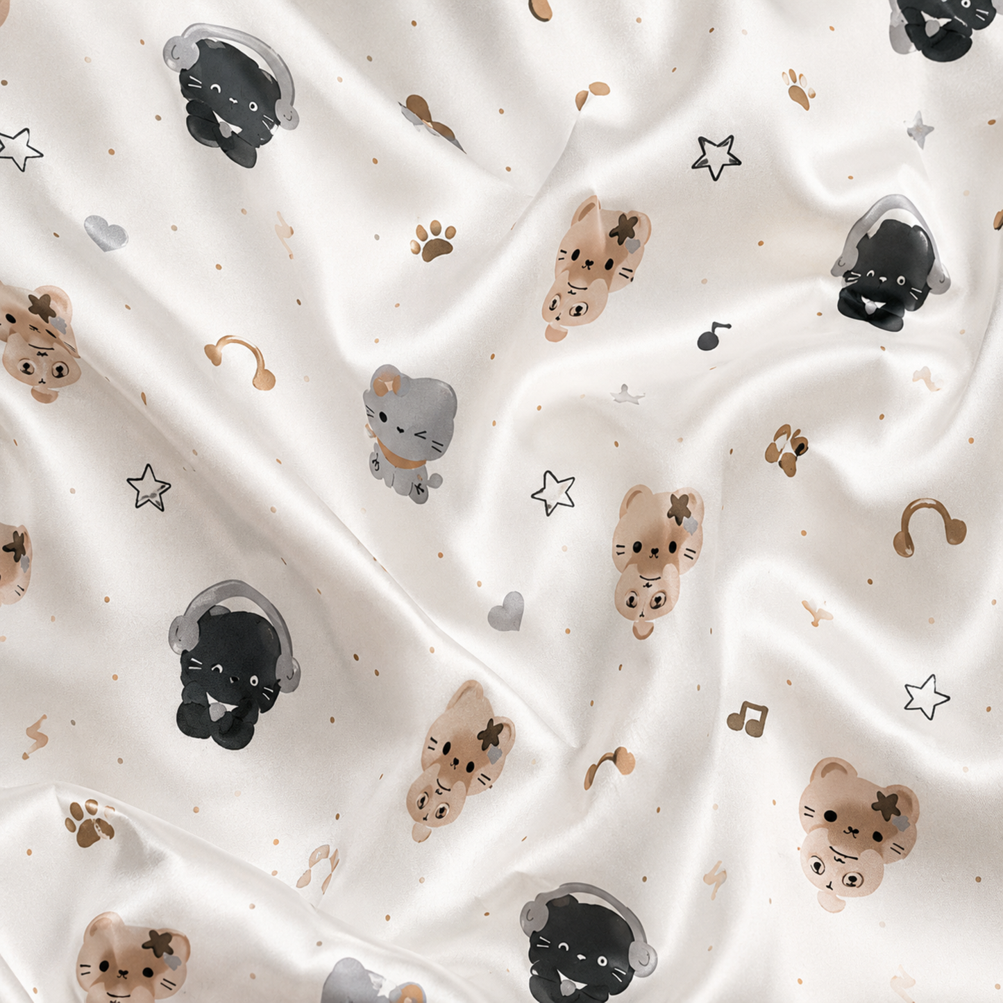 PJ-M273-Cartoon Kitty Pajama Set with Premium Soft Fabric and Adorable All Over Cat Print