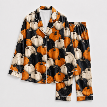 PJ-M302-Comfortable Halloween Themed Pajama Set Featuring Various Festive Seasonal Prints Perfect For Cozy Autumn Evening Lounging