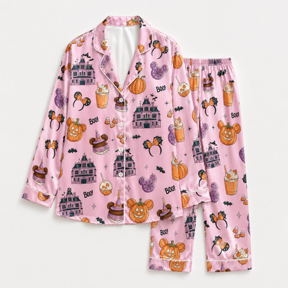 PJ-M306-Classic Halloween Pattern Sleepwear Set Crafted From Soft And Breathable Fabric For A Relaxed At-Home Fit