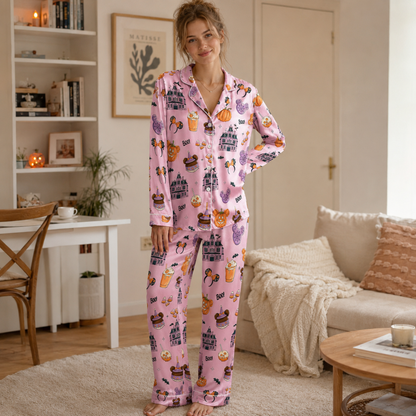 PJ-M306-Classic Halloween Pattern Sleepwear Set Crafted From Soft And Breathable Fabric For A Relaxed At-Home Fit