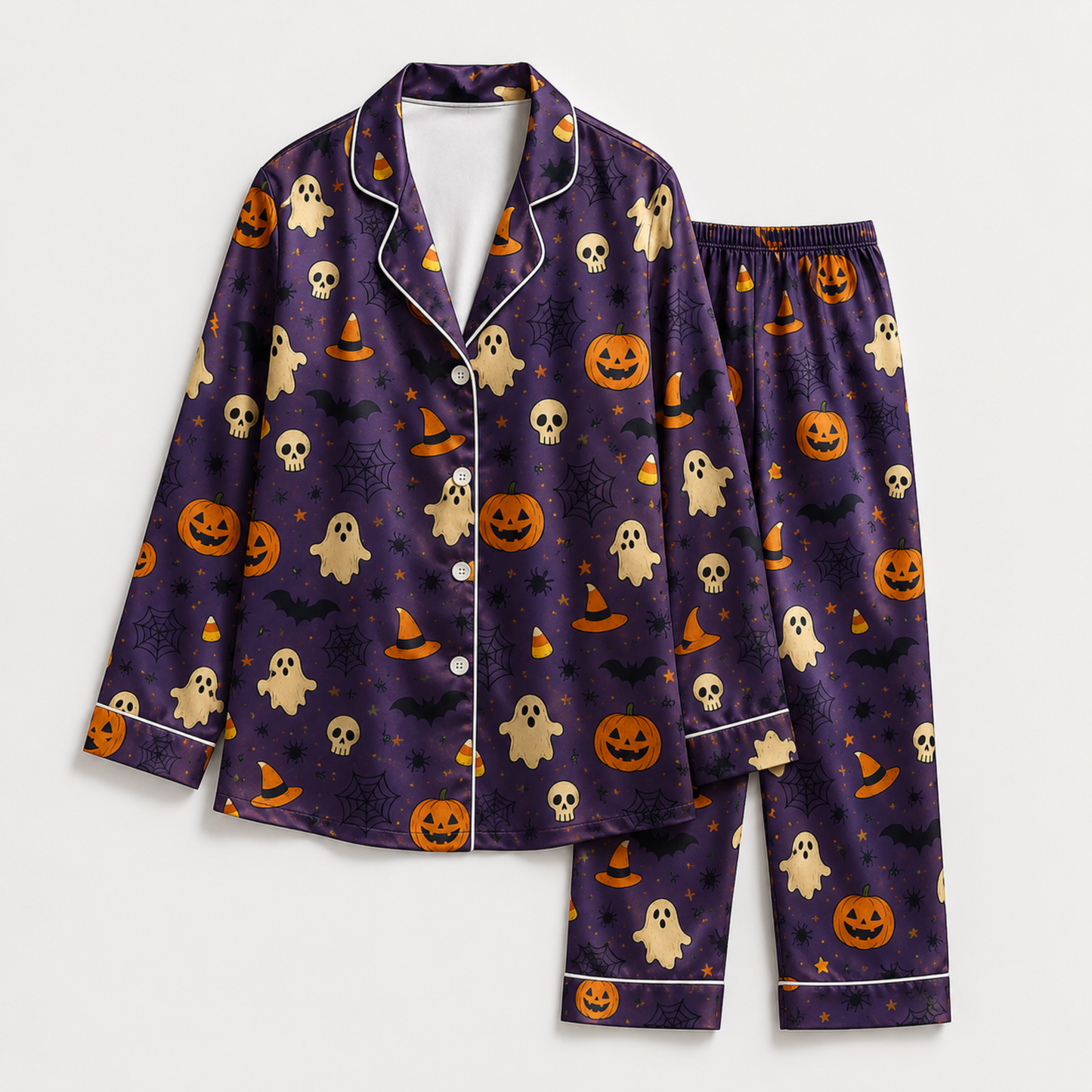 PJ-M314-Festive Halloween Motif Pajama Set Designed With A Comfortable Silhouette For All Night Comfort During October