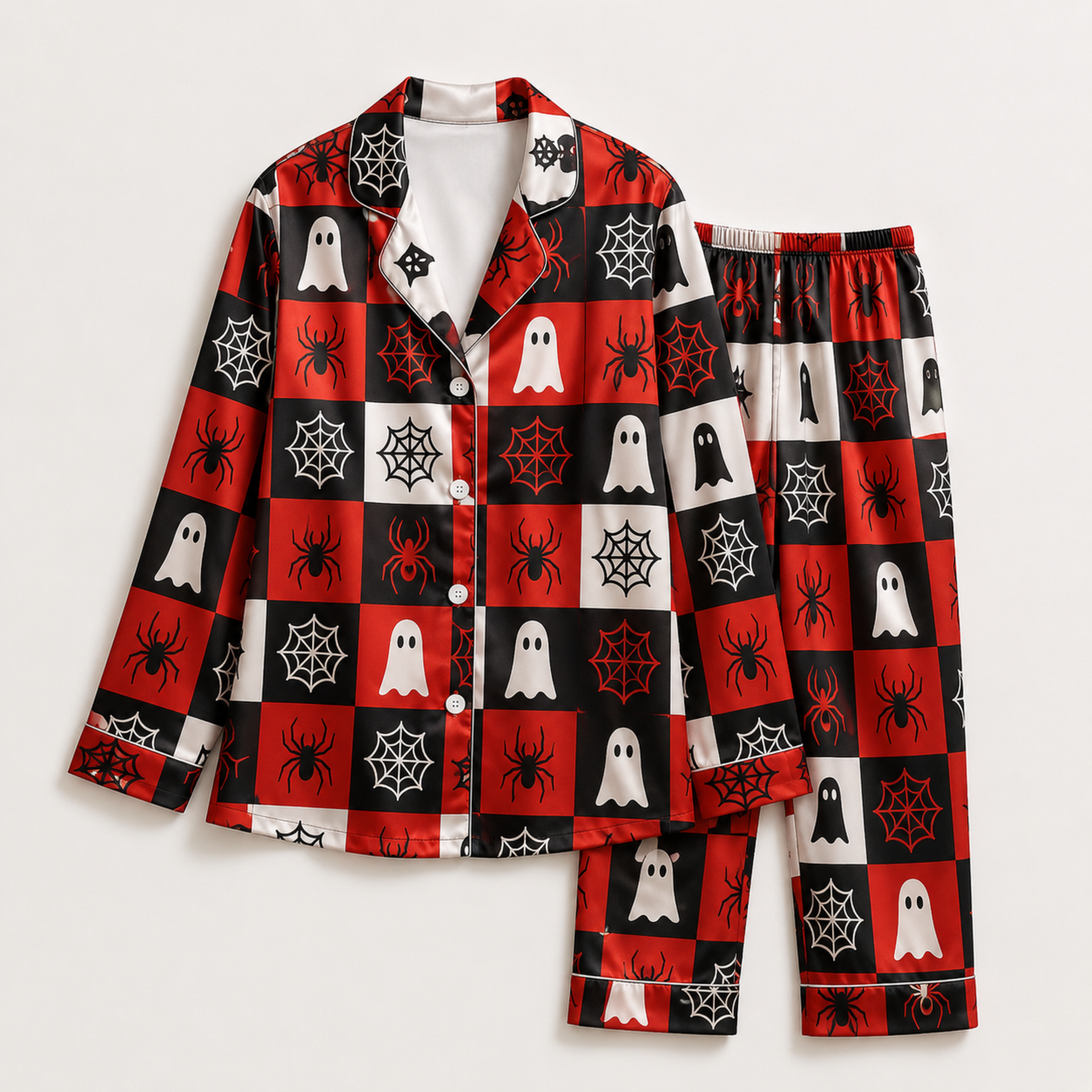 PJ-M318-Festive Autumnal Holiday Pajama Set Adorned With Delightful Halloween Patterns Designed For Relaxed And Cozy Home Lounging