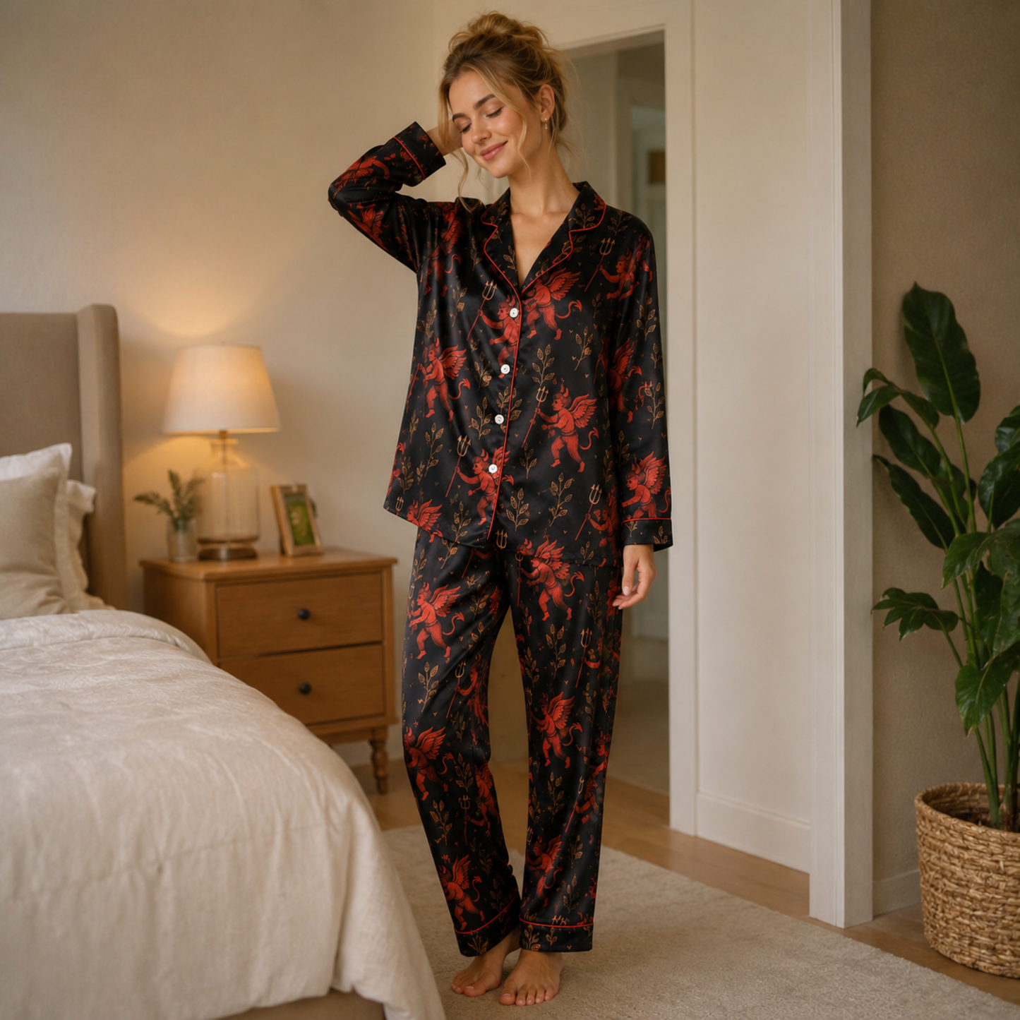 PJ-M319-Versatile Halloween Theme Sleepwear Set With Playful Seasonal Motifs Crafted From Durable And Breathable Material For All-Day Wear