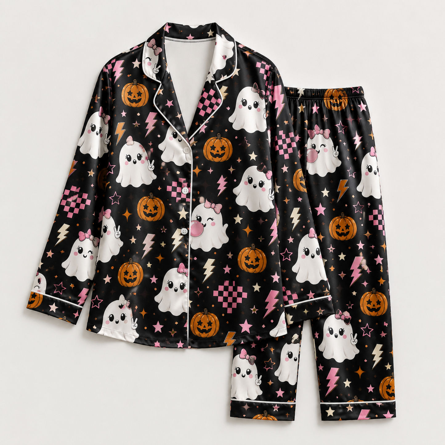 PJ-M337-Cozy Halloween-Themed Loungewear Set Displaying Delightful Seasonal Motifs Perfect For Relaxing Nights Throughout The Entire October