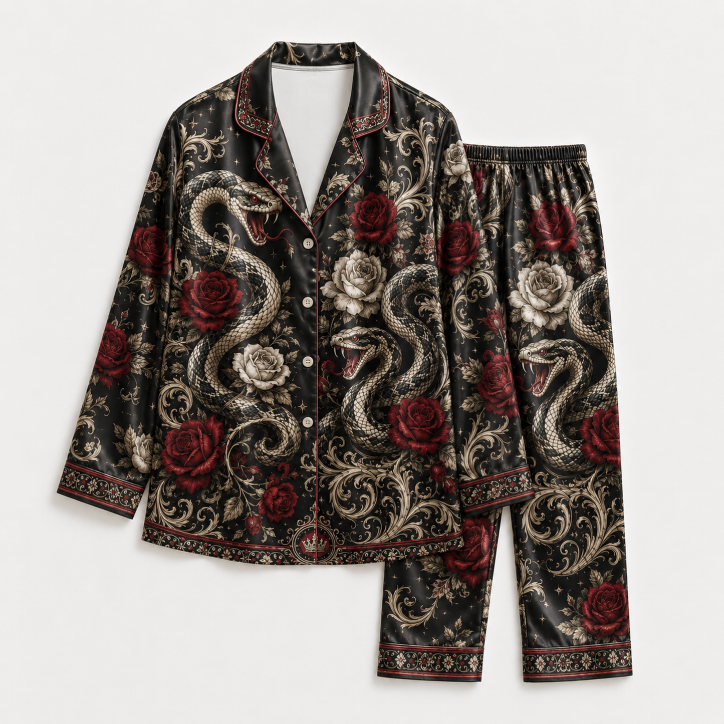 PJ-M347-Cool Streetwear-Inspired Snake Motif Loungewear Set Designed With A Relaxed Fit For A Modern Edge