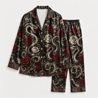 PJ-M347-Cool Streetwear-Inspired Snake Motif Loungewear Set Designed With A Relaxed Fit For A Modern Edge