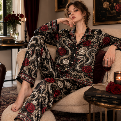 PJ-M347-Cool Streetwear-Inspired Snake Motif Loungewear Set Designed With A Relaxed Fit For A Modern Edge