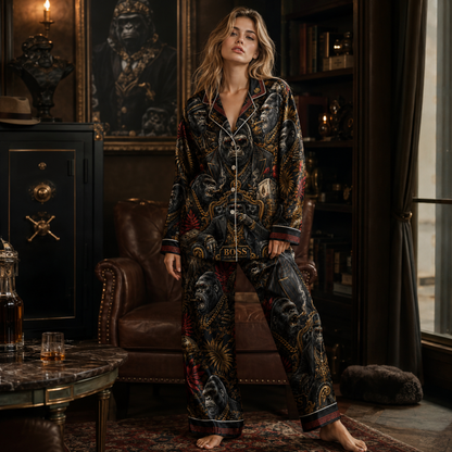 PJ-M349-Edgy King Kong Abstract Pattern Pajama Set Crafted From Ultra-Soft Jersey Material For Ultimate Nightly Comfort